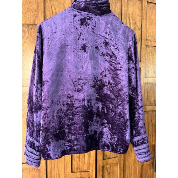 Coldwater Creek Purple Cardigan Jacket SZ M Velvet Button Uo Cropped Embellished - Picture 2 of 10